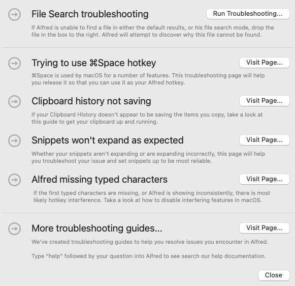 TroubleShooting の画面
