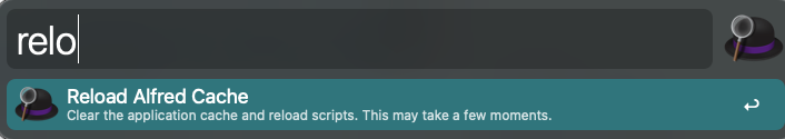 Reload Alfred Cacheの画面